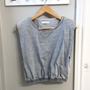 Cute denim shoulder pad top